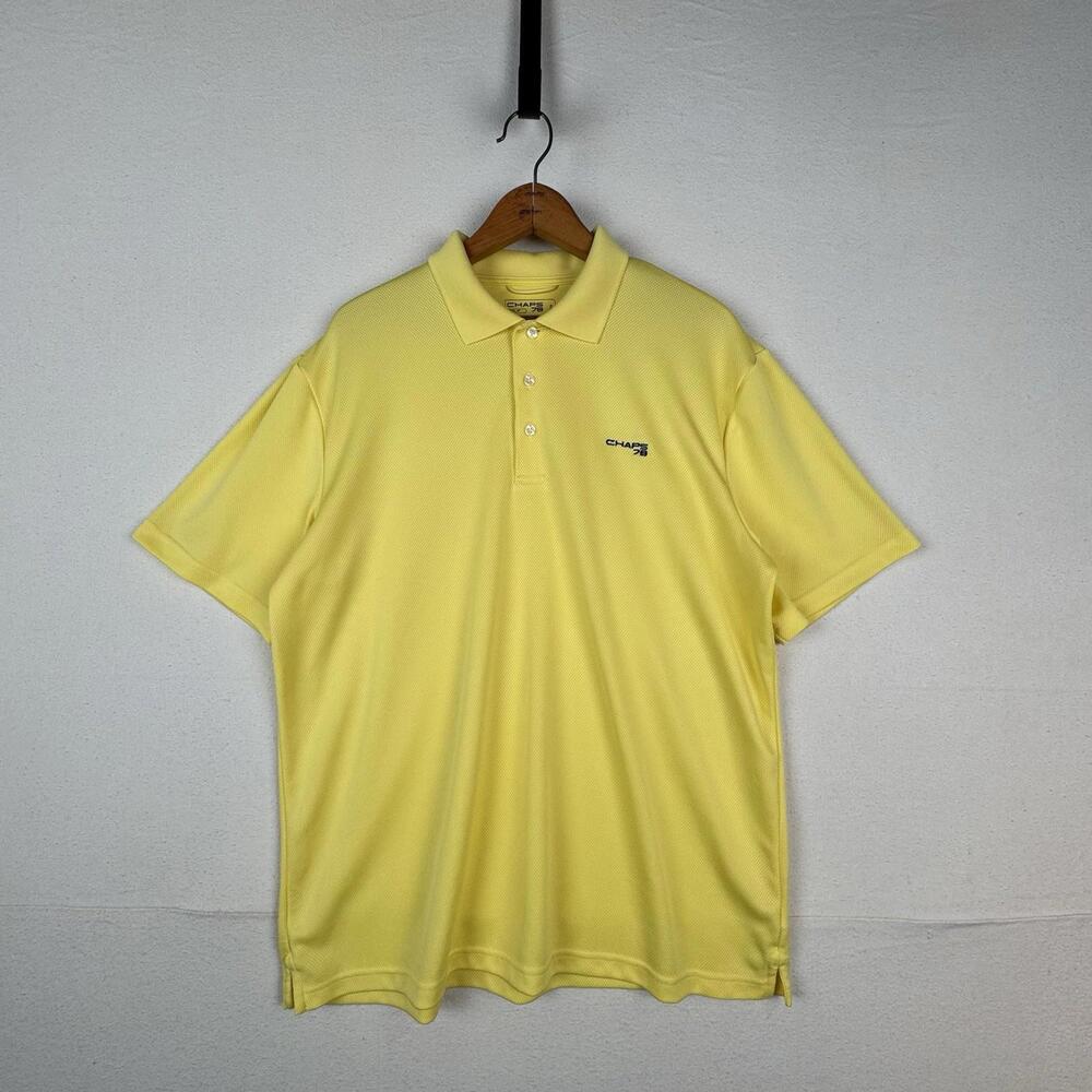 Chaps 78 Golf Polo Shirt Mens Size L‎ Stay Dry Short Sleeve Yellow Waffle Mesh